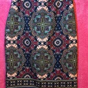 Talbots Multicolor Patterned Pencil Skirt